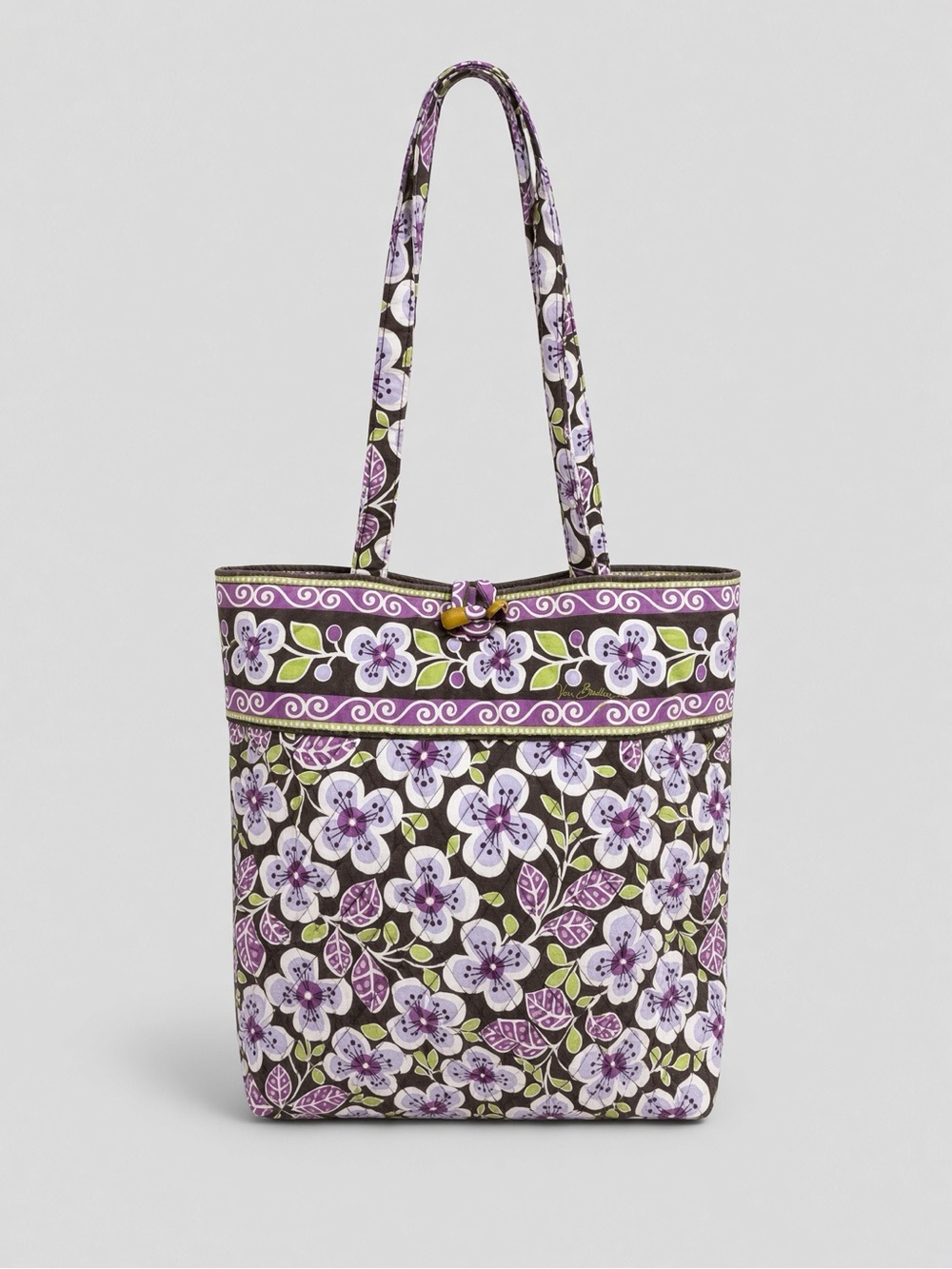 Vera Bradley Plum Petals Little Toggle Tote, Brown Floral Retired